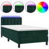 vidaXL Ł&oacute;żko kontynentalne z materacem i LED zielony aksamit 90x190 cm