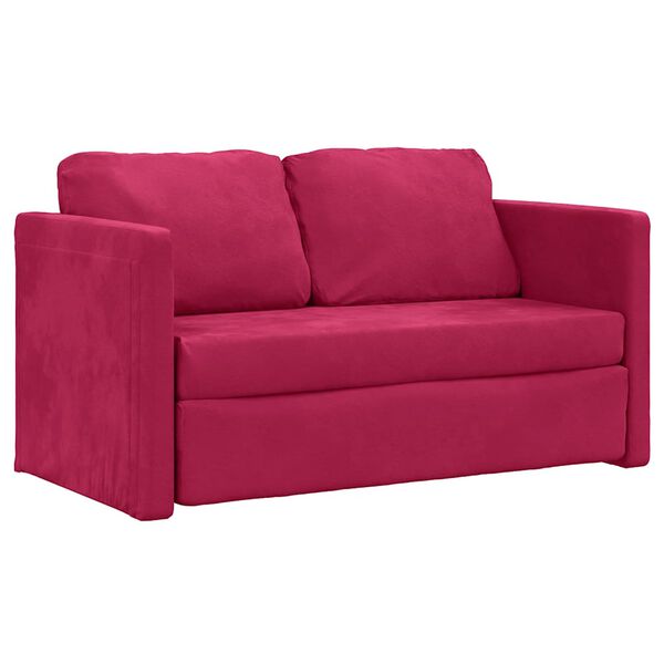 vidaXL Sofa podłogowa 2-w-1, winna czerwień, 122x204x55 cm, aksamit