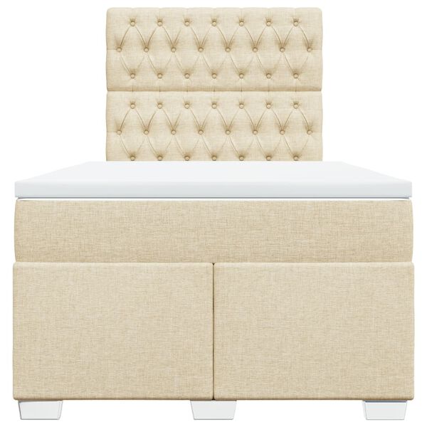 vidaXL Ł&oacute;żko kontynentalne z materacem, kremowe, tkanina, 120x200 cm