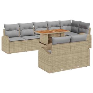 vidaXL Zestaw Sof na Ogr&oacute;d z poduszką 9 pcs beżowo-jasnoszary