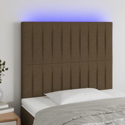vidaXL Zagłówek do łóżka z LED ciemnobrązowy 100x5x118/128 cm tkanina