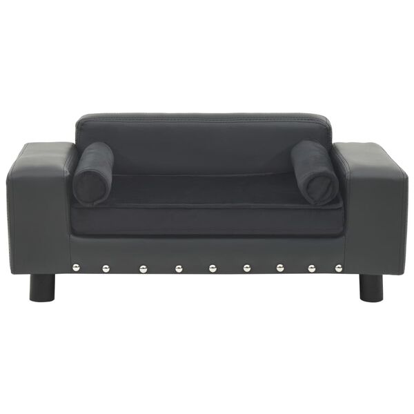 vidaXL Sofa dla psa, ciemnoszara, 81x43x31 cm, plusz i sztuczna skóra