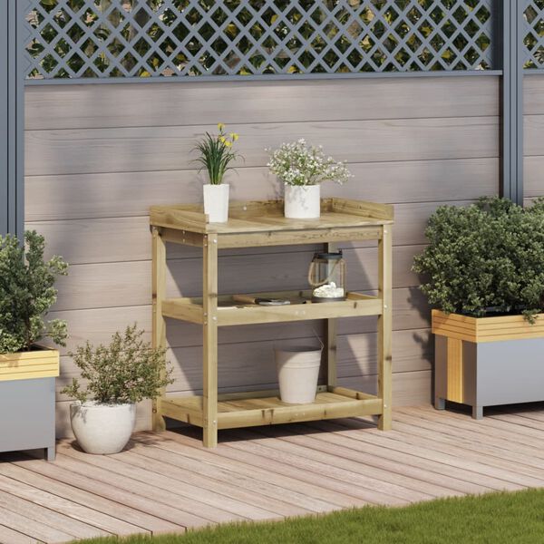 vidaXL Stolik ogrodniczy z p&oacute;łkami, 82,5x45x86,5cm, impregnowana sosna