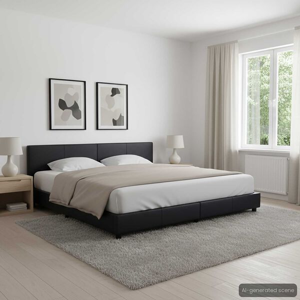 vidaXL Rama łóżka, czarna, sztuczna skóra, 180 x 200 cm