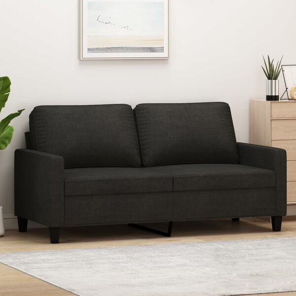 vidaXL Sofa 2-osobowa, czarna, 140 cm, tapicerowana tkaniną