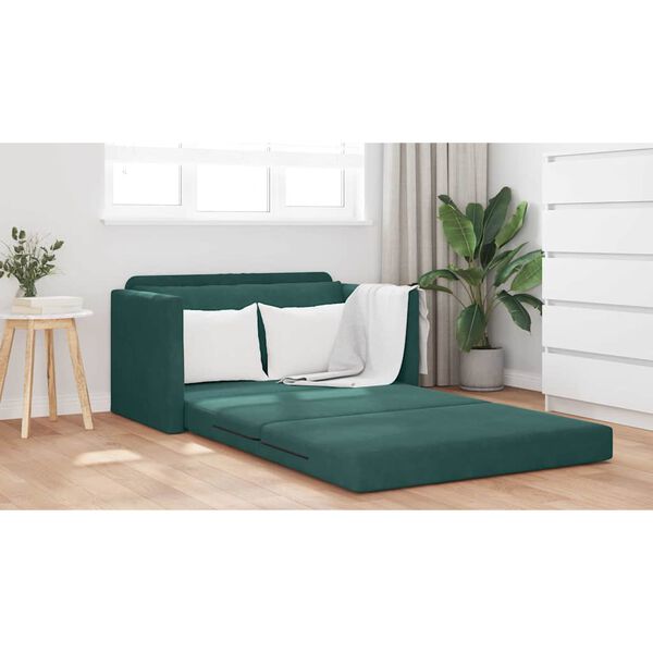 vidaXL Sofa Bed Ciemna zieleń 124 x 204 x 61 cm Aksamit