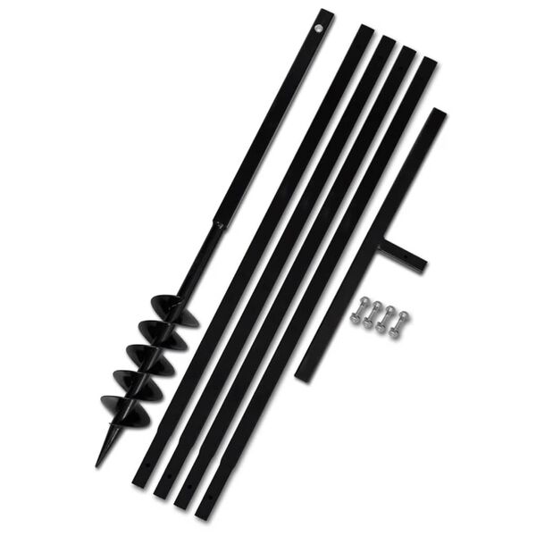 vidaXL Świder glebowy z uchwytem, 100 mm, przedłużany, 5 m, stal