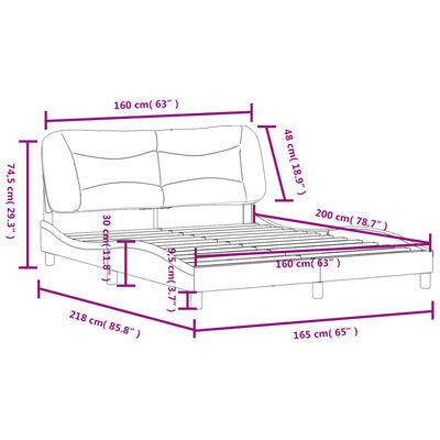 vidaXL Rama łóżka z zagłówkiem, ciemnobrązowa 160x200 cm obita tkaniną