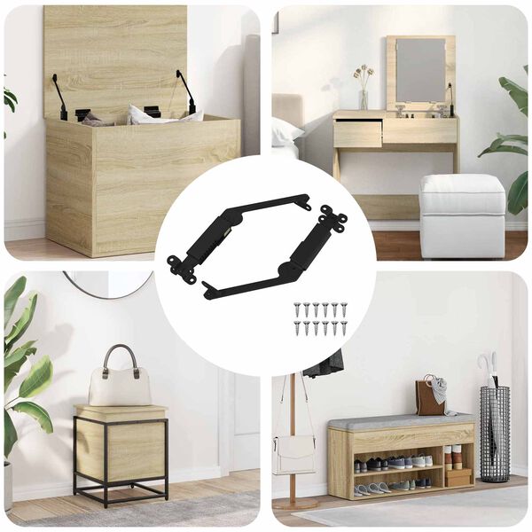 vidaXL Zawias wspierający pokrywę 2 pcs Czarny 192 x 32 x 50 mm Stal