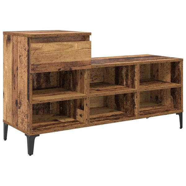 vidaXL Szafka na buty z szufladą z p&oacute;łką Stare drewno 102 x 36 x 60 cm