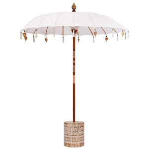 vidaXL Baliński Parasol z Bazą 250 Kremowy i Biały 190 x 190 x 250 cm