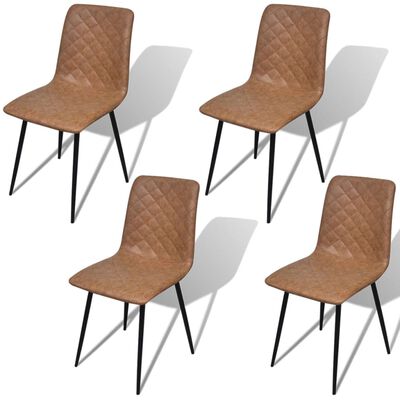 vidaXL Krzesła stołowe, 4 szt., brązowe, obite sztuczną skórą