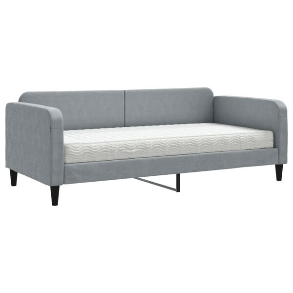 vidaXL Sofa z materacem do spania, jasnoszara, 90x200 cm, tkanina