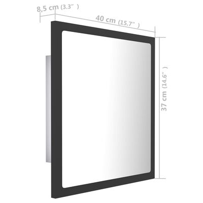 vidaXL Lustro łazienkowe LED, szare, 40x8,5x37cm, akryl