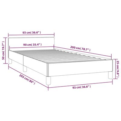 vidaXL Rama łóżka z zagłówkiem, ciemnoszara, 90x200 cm, aksamitem