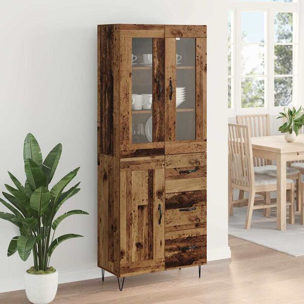 vidaXL Highboard z szufladą Stare drewno 69,5 x 34 x 90 cm