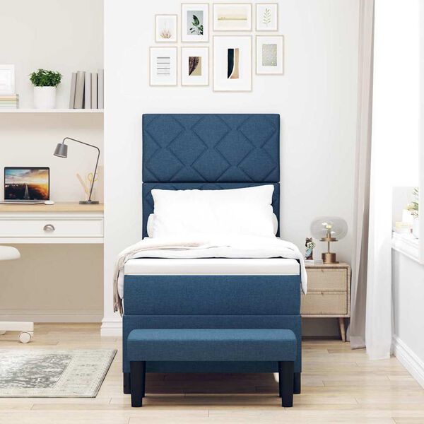 vidaXL Ł&oacute;żko sprężynowe z materacem Niebieski 80 x 200 cm tkanina