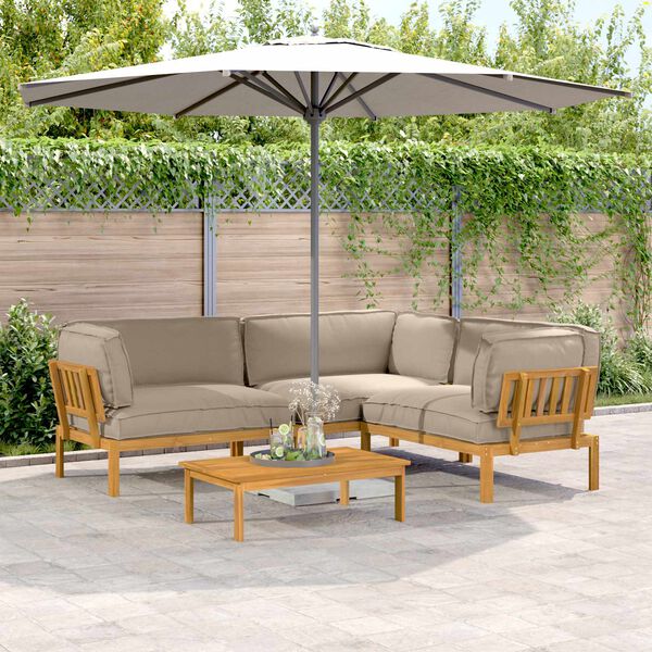 vidaXL Zestaw Sof z poduszką 4 pcs Ciemnoszary Lite Drewno Akacji