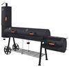 vidaXL Grill węglowy z wędzarnią i dolną p&oacute;łką, czarny, solidny, XXXL