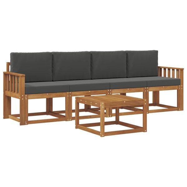 vidaXL Zestaw sof na zewnątrz z poduszką 5 pcs Naturalny i Antracytowy