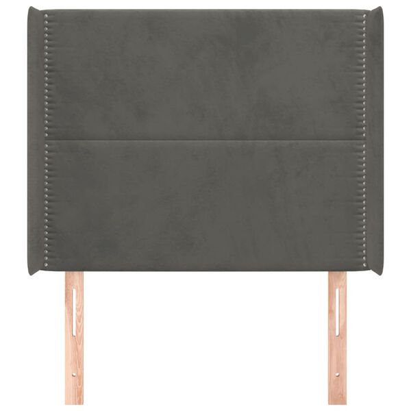 vidaXL Zagł&oacute;wek uszak, ciemnoszary, 93x16x118/128 cm, aksamit