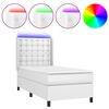 vidaXL Ł&oacute;żko kontynentalne z materacem i LED, biała ekosk&oacute;ra 80x200 cm