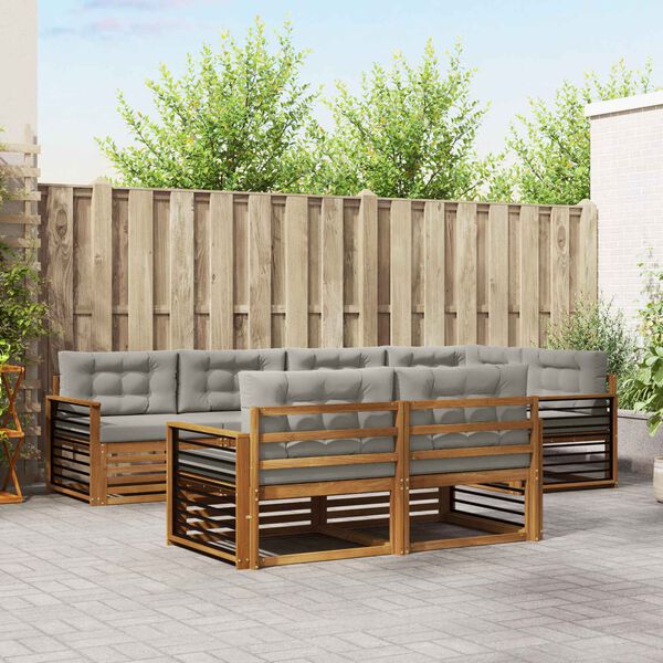 vidaXL Zestaw sof na zewnątrz z poduszką 7 pcs Naturalny i Jasny Szary