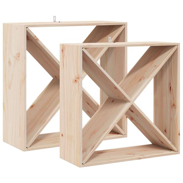 vidaXL Regał na wino 2 pcs Naturalny 62 x 25 x 62 cm