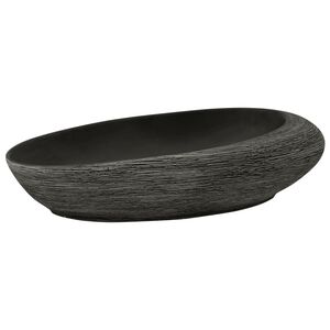 vidaXL Umywalka nablatowa, szaro-czarna, owalna, 59x40x14 cm
