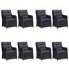 vidaXL 9-częściowy zestaw mebli ogrodowych, czarny