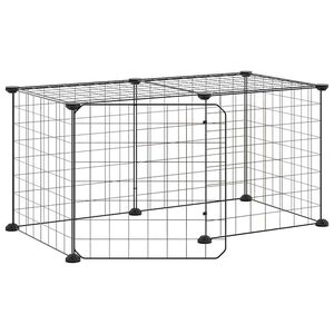 vidaXL Klatka dla zwierząt z bramką, 8 paneli, czarna, 70x35x35 cm, stal