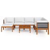 vidaXL 8-częściowy zestaw wypoczynkowy do ogrodu z poduszkami, kremowe drewno, akacja i lina