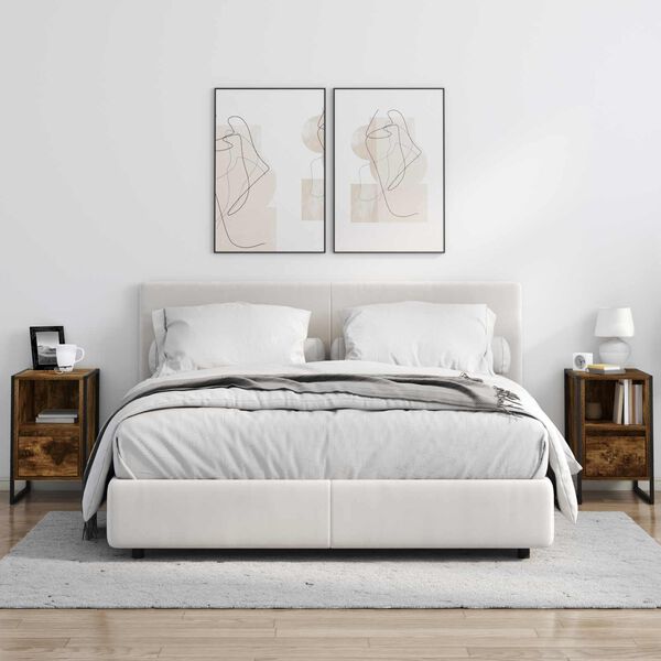 vidaXL Stolik nocny z szufladą Dąb dymny 39,5 x 30 x 50 cm