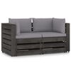 vidaXL Ogrodowa sofa 2-os z poduszkami, impregnowane na szaro drewno
