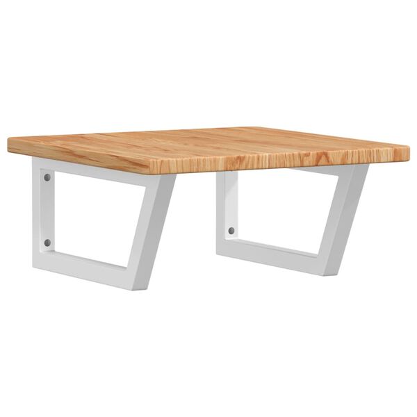 vidaXL P&oacute;łka ścienna pod umywalkę, stal i lite drewno dębowe