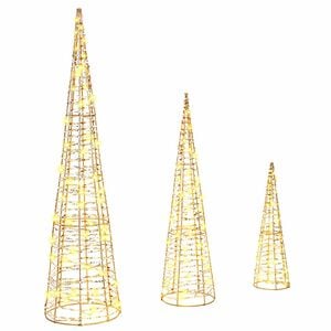 vidaXL Choinka 3 szt. 90 LED Ciepła biel 20 x 20 x 80 cm PET