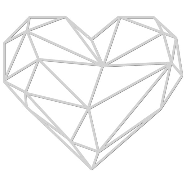 Homemania Dekoracja ścienna Heart, 47x40 cm, stalowa, srebrna