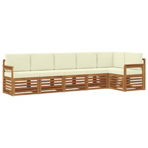 vidaXL Zestaw sofy narożnej z poduszką 6 pcs Naturalny i Kremowy