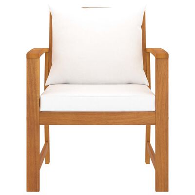 vidaXL Krzesła ogrodowe, 2 szt., kremowe poduszki, drewno akacjowe