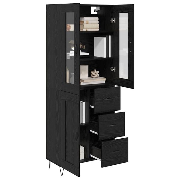vidaXL Highboard Czarny Dąb 69,5 x 34 x 90 cm Materiał drewnopochodny