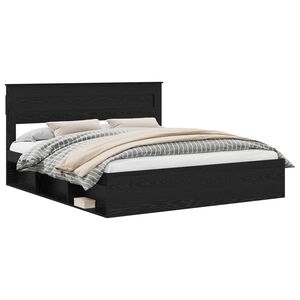 vidaXL Ramka ł&oacute;żka Gładki Czarny 200 x 200 cm Lite drewno sosnowe