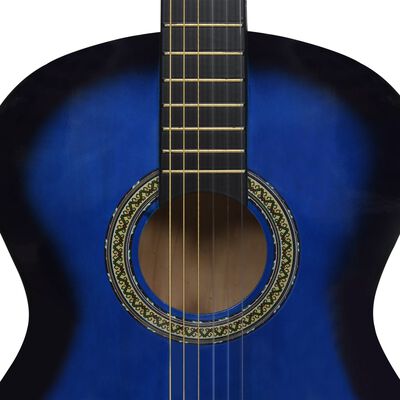 vidaXL 12-częściowy zestaw z gitarą klasyczną, niebieski, 4/4, 39"