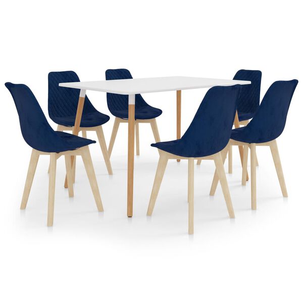 vidaXL 7-częściowy zestaw mebli jadalnianych, niebieski