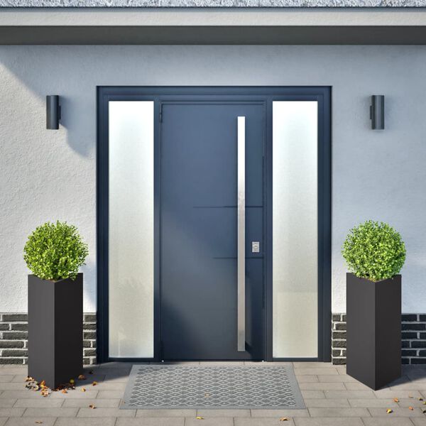 vidaXL Donice ogrodowe, 2 szt., czarne, trójkątne, 40x34,5x70 cm, stal