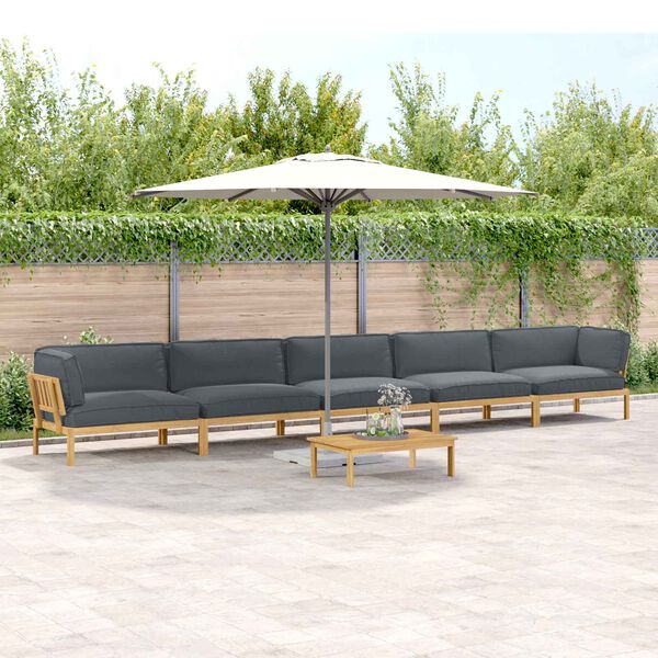 vidaXL Zestaw Sof z poduszką Gładki 6 pcs Antracyt Lite Drewno Akacji