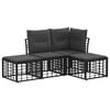 vidaXL Zestaw sof na zewnątrz z poduszką 4 pcs Czarny Poliester