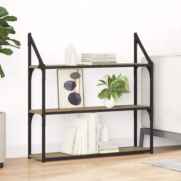 vidaXL P&oacute;łka ścienna z p&oacute;łką Dąb rzemieślniczy 80 x 21 x 78,5 cm