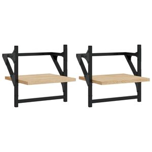 vidaXL P&oacute;łki ścienne z drążkami, 2 szt., dąb sonoma, 30x25x30 cm