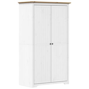 vidaXL Szafa BODO, biało-brązowa, 99x53,5x173 cm, lite drewno sosnowe