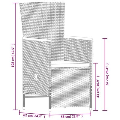 vidaXL 7-częściowy zestaw mebli ogrodowych z poduszkami, czarny